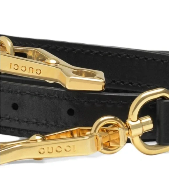 NWT Gucci Red  leather adjustable  strap with gold hardware NIB w/ dust bag - Picture 11 of 11